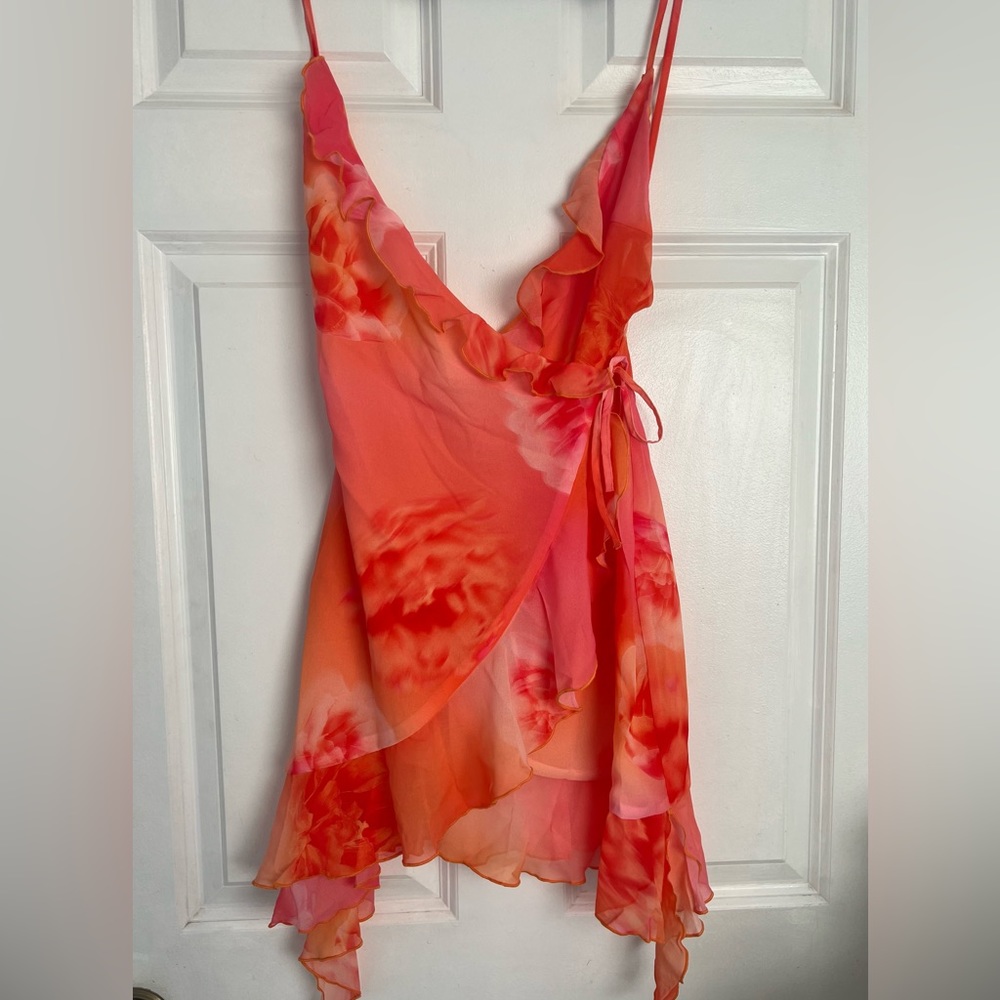 COPY - Sheer mango sunset mini dress